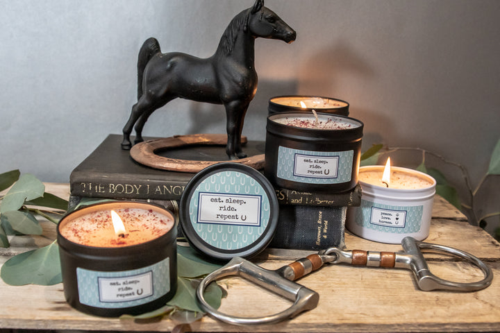 Eat. Sleep. Ride. Repeat.   Equestrian Candle